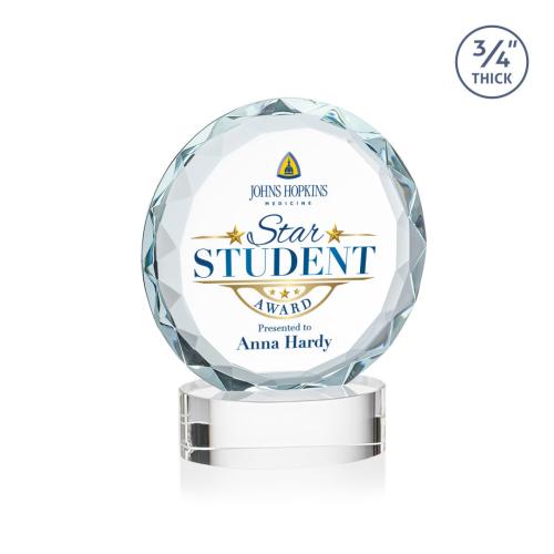 Awards and Trophies - Crystal Awards - Centura Full Color Clear on Alberton Base Circle Crystal Award