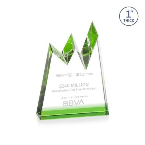 Awards and Trophies - Crystal Awards - Alpine Green Peaks Crystal Award