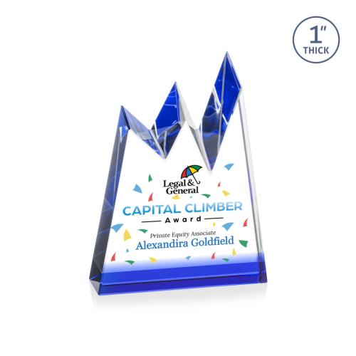 Awards and Trophies - Crystal Awards - Alpine Full Color Blue Peaks Crystal Award
