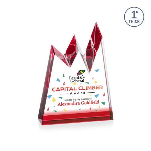 Awards and Trophies - Crystal Awards - Alpine Full Color Red Peaks Crystal Award