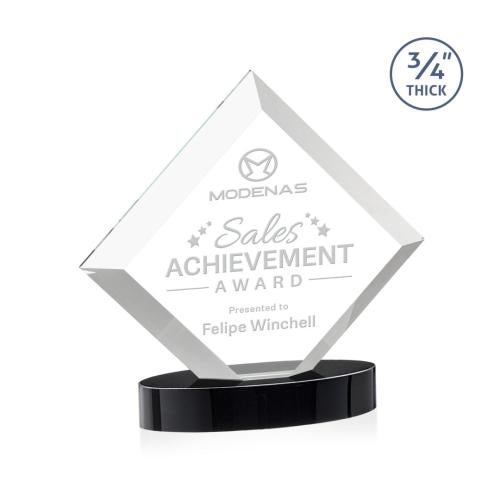 Awards and Trophies - Crystal Awards - Belaire Black on Alberton Base Diamond Crystal Award