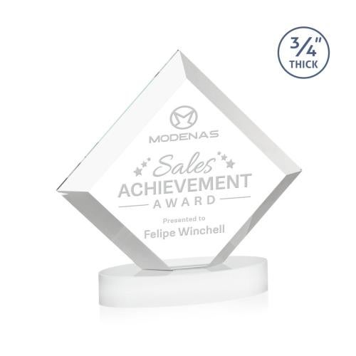 Awards and Trophies - Crystal Awards - Belaire White on Alberton Base Diamond Crystal Award