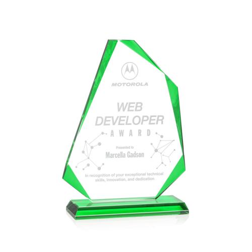 Awards and Trophies - Crystal Awards - Hillmont Green Unique Crystal Award