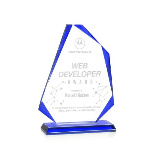 Awards and Trophies - Crystal Awards - Hillmont Blue Unique Crystal Award