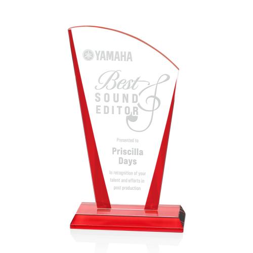 Awards and Trophies - Crystal Awards - Merivale Red Unique Crystal Award