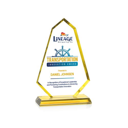 Awards and Trophies - Crystal Awards - Pearson Full Color Gold Unique Crystal Award