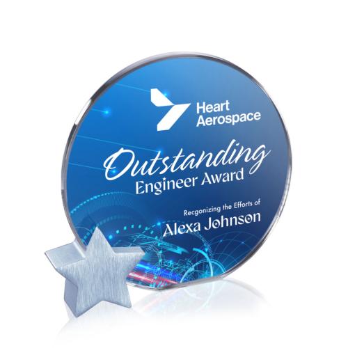 Awards and Trophies - Crystal Awards - Verdunn Full Colorfire/Chrome Star Crystal Award