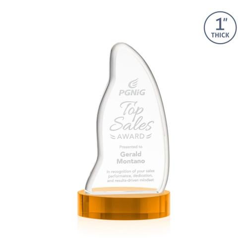 Awards and Trophies - Crystal Awards - Beauford Amber on Base Unique Crystal Award