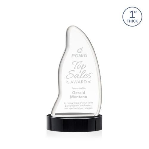 Awards and Trophies - Crystal Awards - Beauford Black on Base Unique Crystal Award