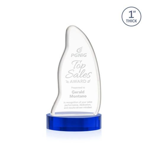Awards and Trophies - Crystal Awards - Beauford Blue on Base Unique Crystal Award