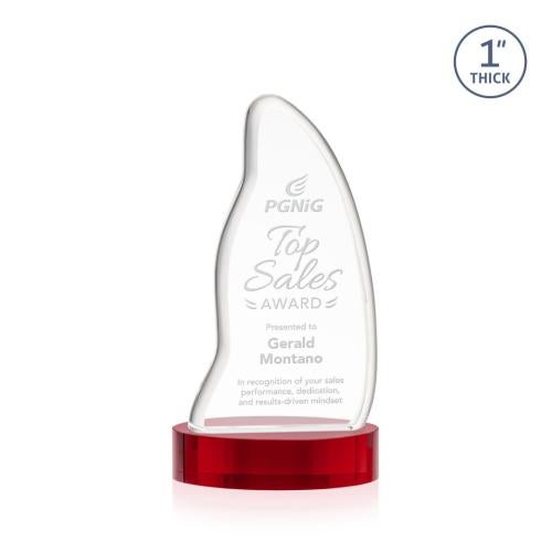 Awards and Trophies - Crystal Awards - Beauford Red on Base Unique Crystal Award
