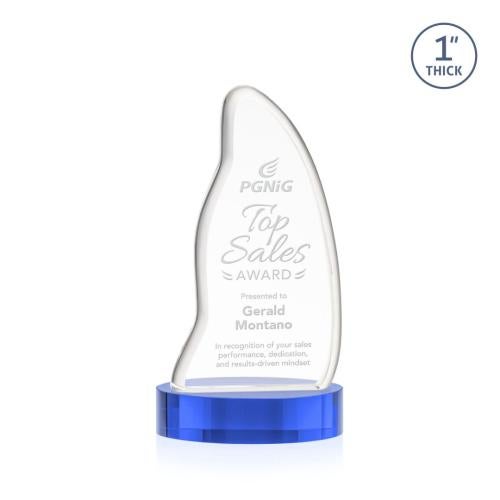 Awards and Trophies - Crystal Awards - Beauford Sky Blue on Base Unique Crystal Award