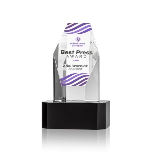 Awards and Trophies - Crystal Awards - Ashford Full Color Black on Base Towers Crystal Award