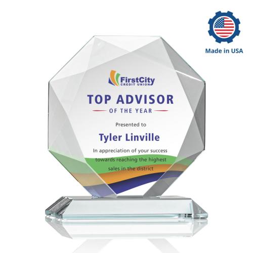 Awards and Trophies - Crystal Awards - Bradford Full Color Polygon Crystal Award