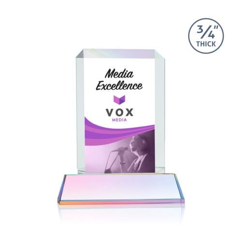 Awards and Trophies - Crystal Awards - Dalton Full Color Prismatic on Newhaven Rectangle Crystal Award