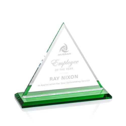 Awards and Trophies - Crystal Awards - Dresden Green  Pyramid Crystal Award