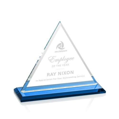 Awards and Trophies - Crystal Awards - Dresden Sky Blue Pyramid Crystal Award
