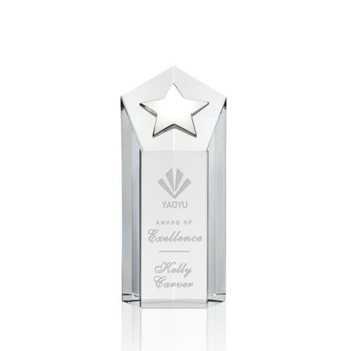 Awards and Trophies - Crystal Awards - Dorchester Silver Clear Star Crystal Award