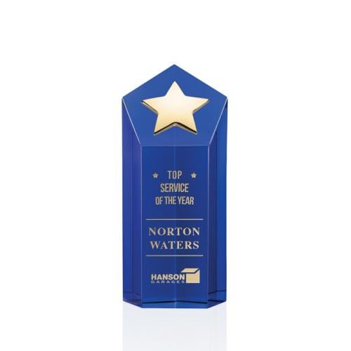 Awards and Trophies - Crystal Awards - Dorchester Gold Blue Star Crystal Award