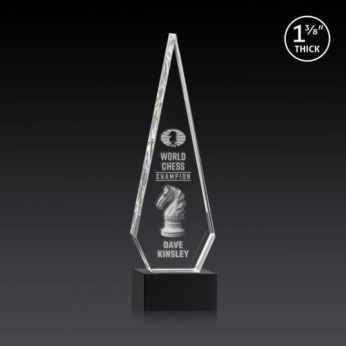Awards and Trophies - Crystal Awards - Springfield 3D Black on Hancock Base Diamond Crystal Award