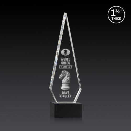 Awards and Trophies - Crystal Awards - Springfield 3D Black on Hancock Base Diamond Crystal Award