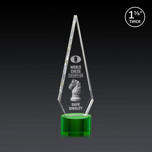 Awards and Trophies - Crystal Awards - Springfield 3D Green on Marvel Base Diamond Crystal Award