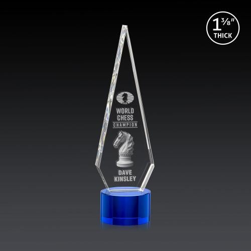 Awards and Trophies - Crystal Awards - Springfield 3D Blue on Marvel Base Diamond Crystal Award