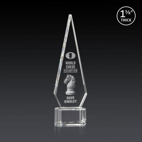 Awards and Trophies - Crystal Awards - Springfield 3D Clear on Paragon Base Diamond Crystal Award