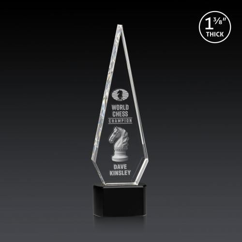 Awards and Trophies - Crystal Awards - Springfield 3D Black on Paragon Base Diamond Crystal Award