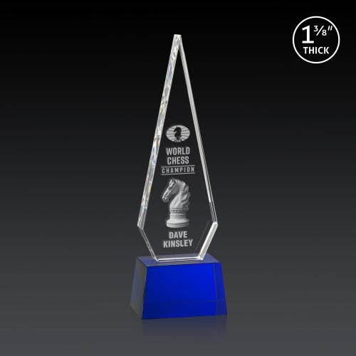 Awards and Trophies - Crystal Awards - Springfield 3D Blue on Robson Base Diamond Crystal Award