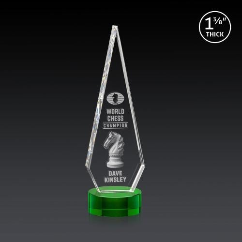 Awards and Trophies - Crystal Awards - Springfield 3D Green on Stanrich Base Diamond Crystal Award