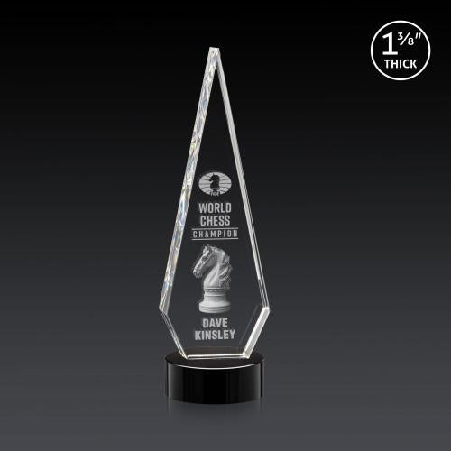 Awards and Trophies - Crystal Awards - Springfield 3D Black on Stanrich Base Diamond Crystal Award