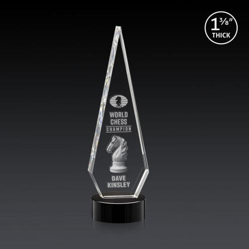 Awards and Trophies - Crystal Awards - Springfield 3D Black on Stanrich Base Diamond Crystal Award
