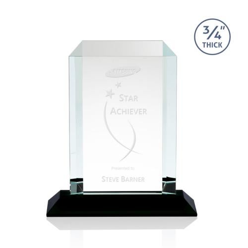 Awards and Trophies - Crystal Awards - Dalton Black Rectangle Crystal Award