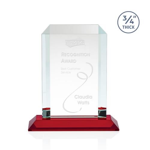 Awards and Trophies - Crystal Awards - Dalton Red Rectangle Crystal Award