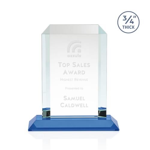 Awards and Trophies - Crystal Awards - Dalton Sky Blue Rectangle Crystal Award