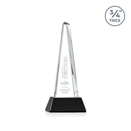 Awards and Trophies - Crystal Awards - Majestic Tower Black on Newhaven Base Towers Crystal Award