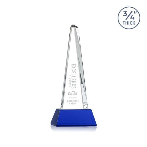 Awards and Trophies - Crystal Awards - Majestic Tower Blue on Newhaven Base Towers Crystal Award