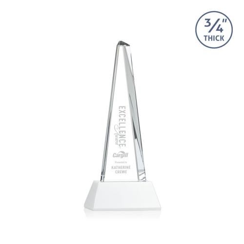 Awards and Trophies - Crystal Awards - Majestic Tower White on Newhaven Base Towers Crystal Award