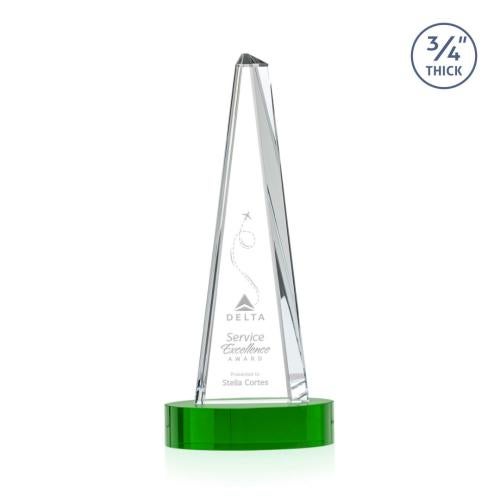 Awards and Trophies - Crystal Awards - Majestic Tower Green on Alberton Base Towers Crystal Award