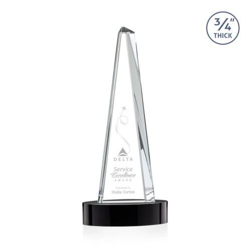 Awards and Trophies - Crystal Awards - Majestic Tower Black on Alberton Base Towers Crystal Award
