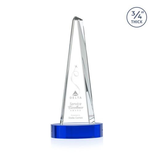 Awards and Trophies - Crystal Awards - Majestic Tower Blue on Alberton Base Towers Crystal Award