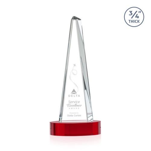 Awards and Trophies - Crystal Awards - Majestic Tower Red on Alberton Base Towers Crystal Award