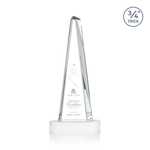 Awards and Trophies - Crystal Awards - Majestic Tower White on Alberton Base Towers Crystal Award
