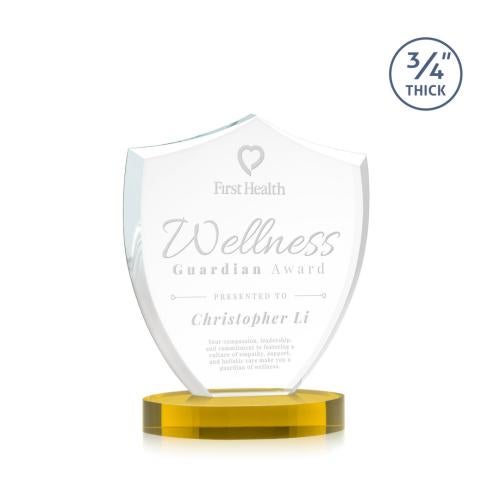 Awards and Trophies - Crystal Awards - Scudo Shield on Alberton Base - Gold