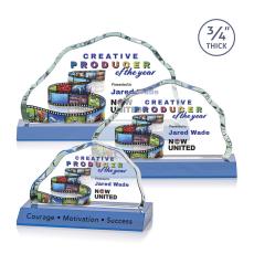 Highbridge Full Color Sky Blue Crystal Award - Full Color Imprint