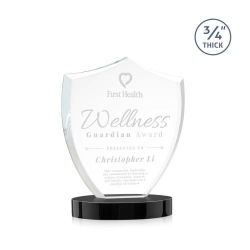 Awards and Trophies - Crystal Awards - Scudo Shield on Alberton Base - Black