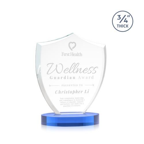 Awards and Trophies - Crystal Awards - Scudo Shield on Alberton Base - Sky Blue