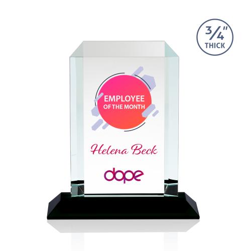 Awards and Trophies - Crystal Awards - Dalton Full Color Black Rectangle Crystal Award