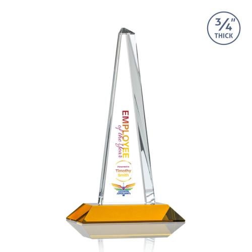 Awards and Trophies - Crystal Awards - Majestic Tower Full Color Amber Towers Crystal Award